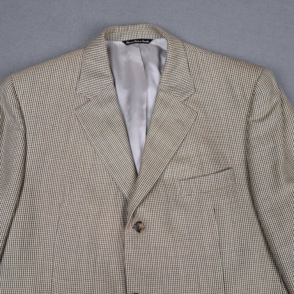Jack Victor Bamboo Wool‎ Blazer Men's Size 44R Tan Houndstooth Sport Coat Canada